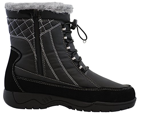 Totes Womens Elle Black Snow Boot | Round Toe Mid Calf Flat Ankle High Eskimo Winter Fur Snow Boots Size - 7.5M (Available In Medium And Wide Width) #TOP3