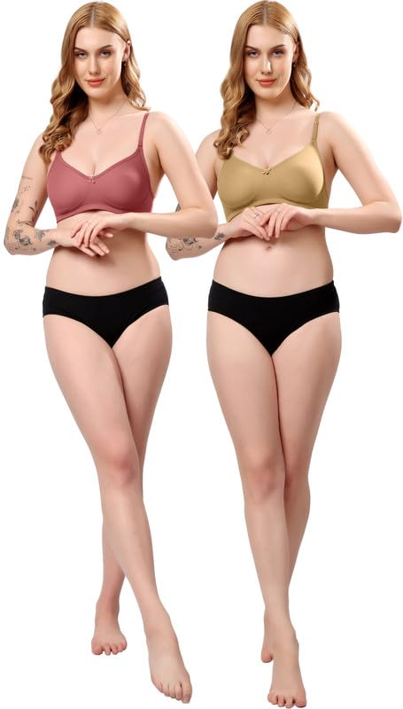 Image of London Hills Regular Bra for Women Everyday Non Padded Wire Free Mid Coverage Cotton Blend