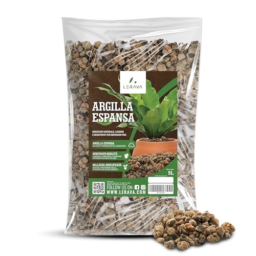LERAVA® Arcilla Expandida para Plantas 5L – Piedra Volcanica y Piedras para Macetas, Arlita Decorativa, Sustrato de Drenaje para Jardinería, Cultivo Sostenible y Leca Plantas en Interior y Exterior