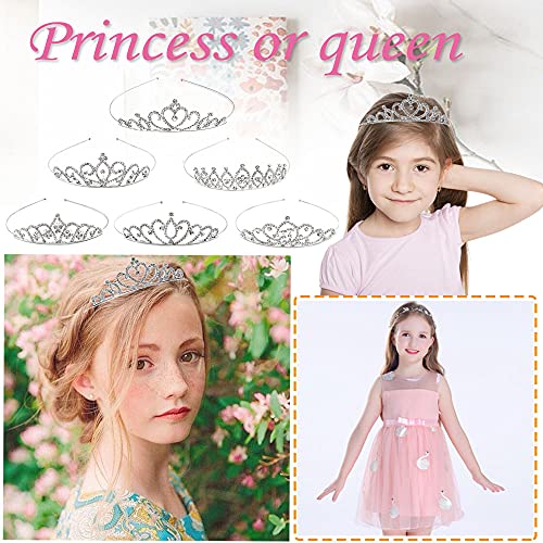 image for Baaxxango 6 Pack Crystal Tiara Crown,Rhinestone Princess Crown,Silver 