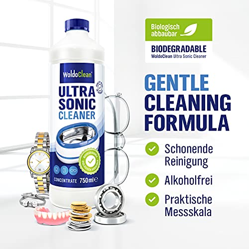 Ultraschallreiniger Konzentrat 750ml Reinigungsflüssigkeit für Ultraschallgeräte - für Brillen, Schmuck, Silber, Münzen & Uhren – Bild 2