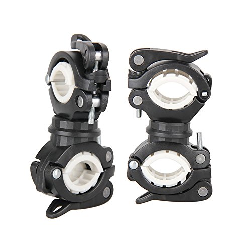 Soporte para linterna de bicicleta en paquete de 2 unidades con clip de rotación ajustable de 360º 6