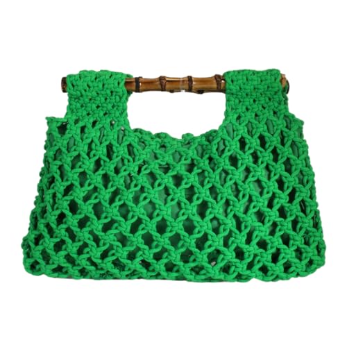 Bolso de mano de mimbre tejido con bambú para mujer miniatura 1