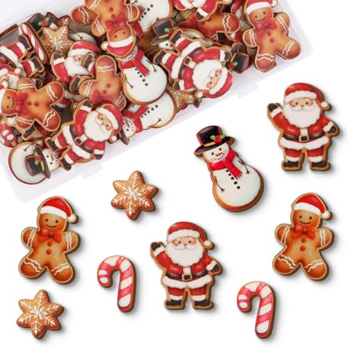 BETESSIN Streudeko Weihnachten Holz - 60 Stück Bunte Konfetti mit...
