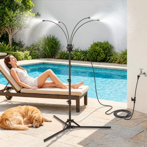 Roylvan Misters for Outside Patio, Faucet Connect Stand with 4 Nozzles by Roylvan - Used condition - US$30.62