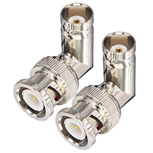 Adaptador BNC macho a hembra 90° 2 piezas miniatura 1
