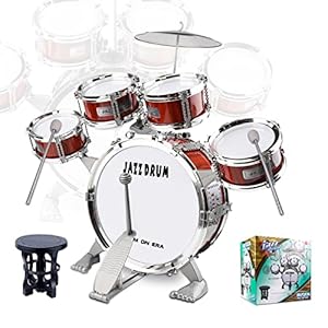 m zimoon Slagwerk voor kinderen, drumset, jazztrommel, peuterspeelgoed, 5 trommels met kruk, pedaal, muziekinstrument…