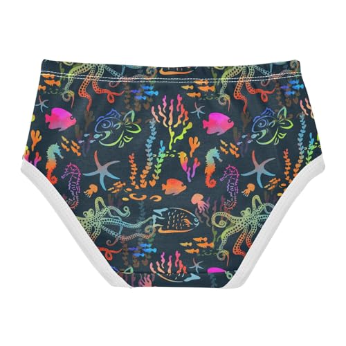 Little Girls' Soft Cotton Underwear Kids Breathable Comfort Colorful Marine Animals Panties Briefs Toddler2