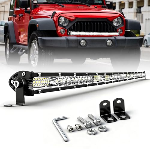 CO LIGHT 30 Inch Single Row Slim LED Light Bar 7800 LM 6000K Daylight White IP68 Waterproof Off-Road Spot & Flood Combo Beam Easy Install for Wrangler F150 SUV Polaris RZR ATV UTV Truck