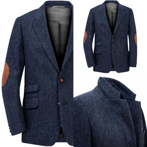 VENNYNG Men Dress Jackets Vintage Tweed Suit Blazer Single Breasted Sport Coat Jacket Business Casual Single Breasted Wedding3