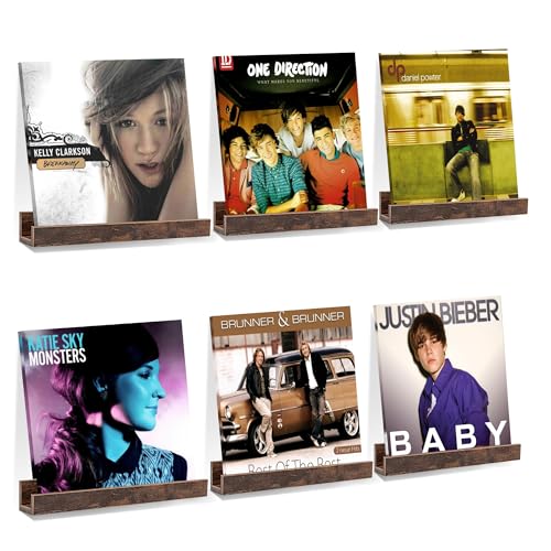 Tobriavor 6 Packung Schallplatten Wandhalterung Holz Vinyl Halter Wand Floating Shelves Schallplatten Aufbewahrung Schwebende Regale für LP-Aufbewahrung Bild Leiste Schallplatten Deko 11.8in