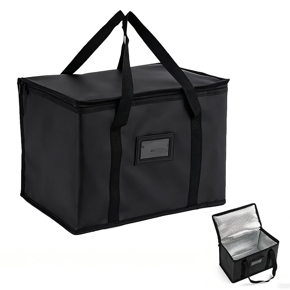 SKIKHN 70L Food Delivery Bag, Soft Cooler Bag, Insulated Cooler Bag, Waterproof delivery bags for hot food, Reusable Thermal Bag for Hot & Cold Food, for Outdoor Camping, Picnics, BBQ, Shopping(Black)
