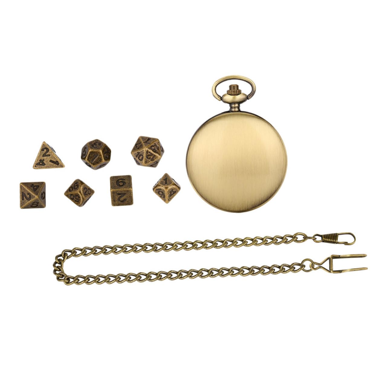 Lot De 5 Mini Dés Polyédriques en Métal avec Étui pour Montre De Poche Et Porte-clés