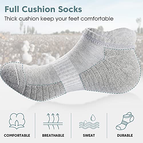 Image of TANSTC Athletic Running Ankle Socks,6Pairs Cushioned Low Cut Anti-Blister Tab Sports Sock Men Women