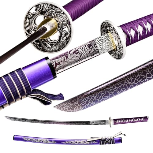 DGJY Sword-Samurai Katana Sword, Japanese Handmade, Practical, 1060 Carbon Steel, Full Tang,Tempered/Clay Tempered, Japanese Samurai Swords