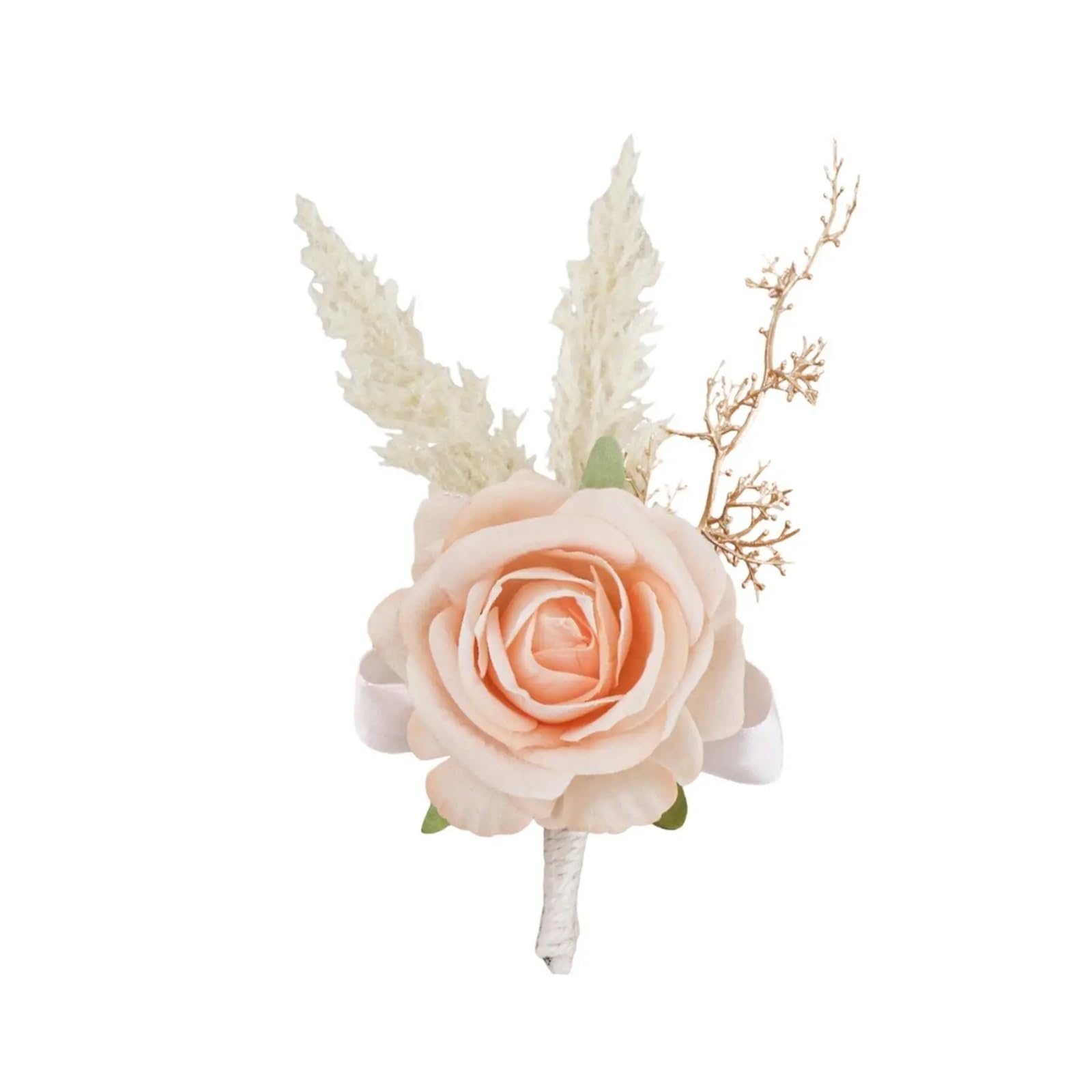 Hzomif Boho Artificial Flower Wedding Corsage 4pcs Rose Boutonniere Rustic Marriage Decor Guest Boutonniere for Men Groom Boutonniere for Brides Party Anniversary Ceremony Wedding
