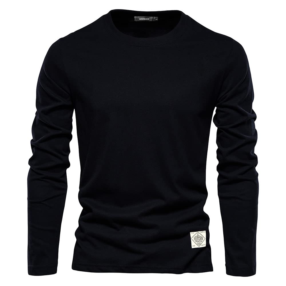 Męska koszulka wiosenna i jesienna męska koszulka z długim rękawem modna codzienna kurtka sportowa z okrągłym dekoltem Bottoming Shirt Top