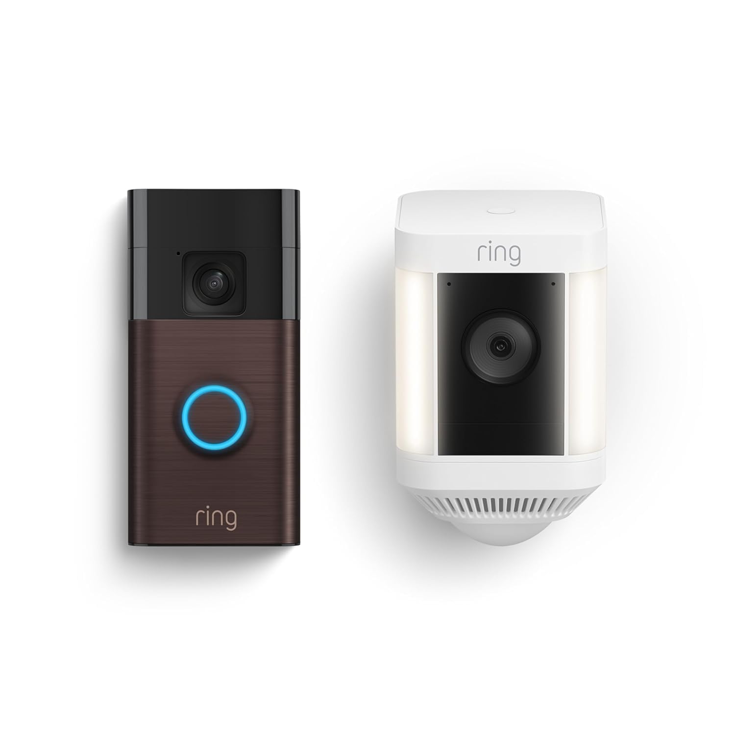 Ring Battery Doorbell Venetian Bronze + Ring Spotlight Cam Plus White