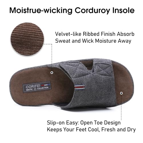 Image of House Slippers for Men Open Toe with Low Arch Support Rubber Sole