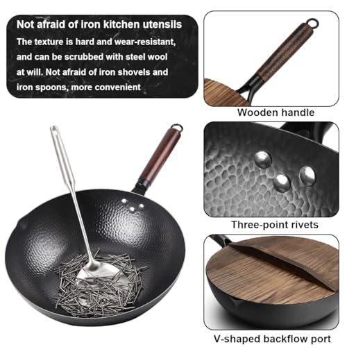 Wok de acero de carbono 12 pulgadas con mango ergonómico y tapa miniatura 5
