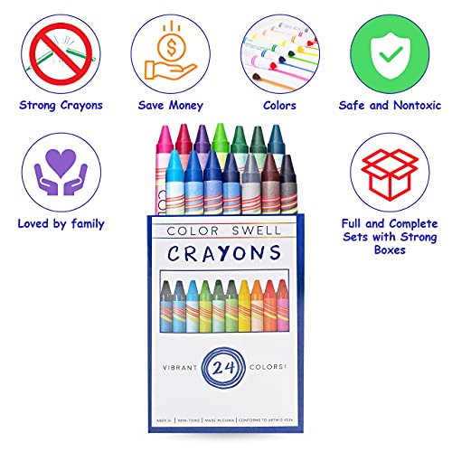 Color Swell Bulk Crayon Packs - 36 Boxes Of 24 Vibrant Colored Crayons Of Teacher Quality Durable Bulk Crayons For Classroom And Home #TOP2