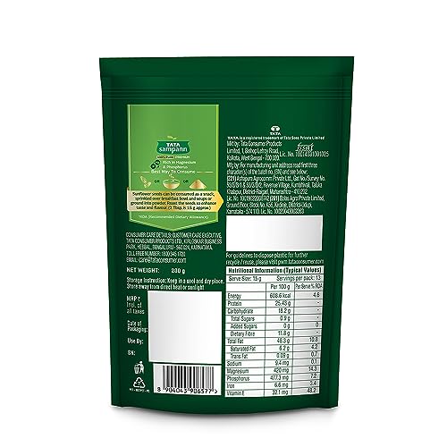 Image of Tata Sampann Pure Sunflower Seeds, 200g, Rich in Dietary Fibre & Protein, Source of Iron (Pack of 3)