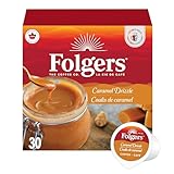 Folgers Caramel Drizzle Flavoured Light Roast Coffee Pods, Single Serve One Cup Pods made with Arabica Beans for Hot or Iced Drinks, 30 Count (Pack of 1)