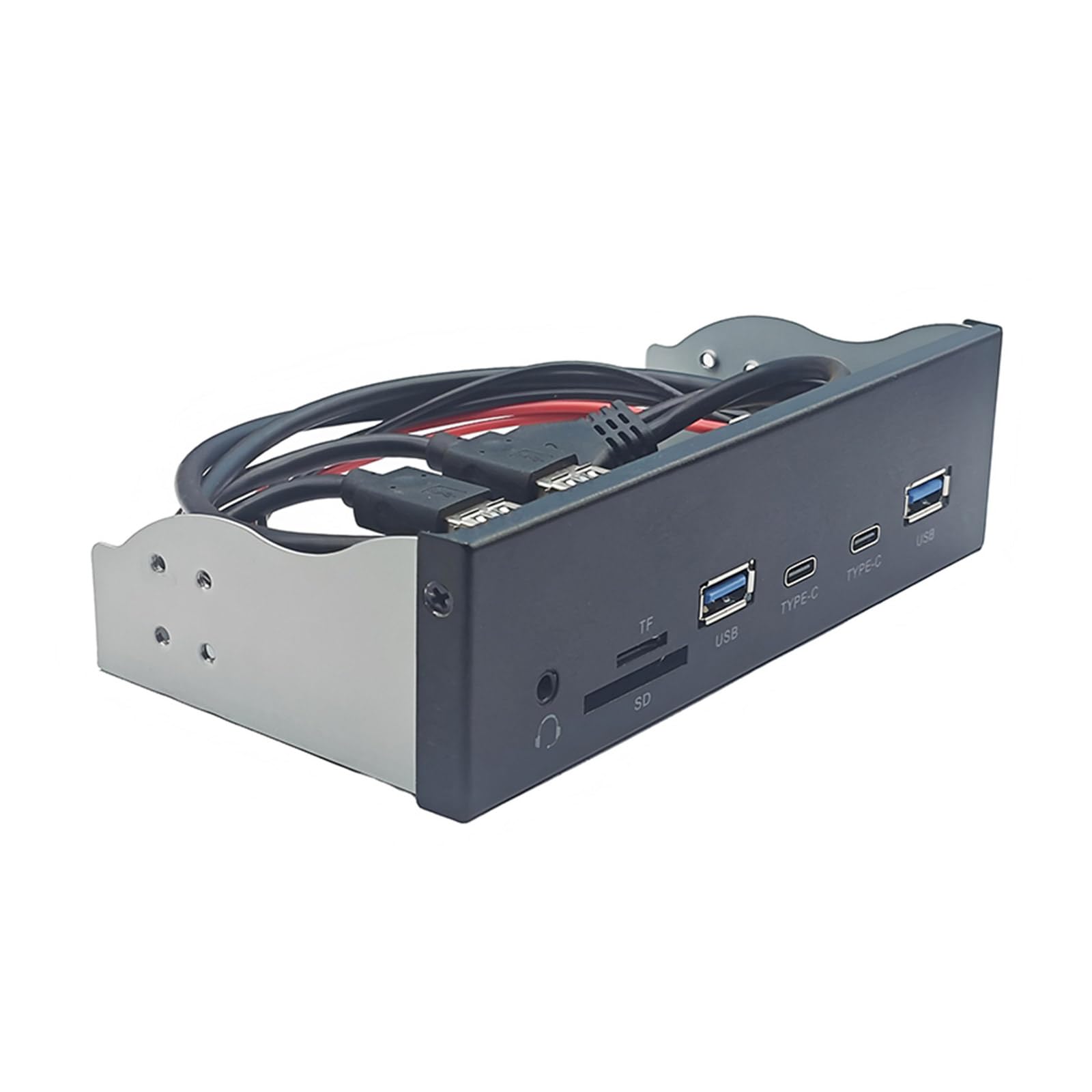 Panneau avant USB 3.2 Gen1 5,25" avec double port USB 3.0 de type C et lecteur de carte mémoire adaptateur pour écouteurs