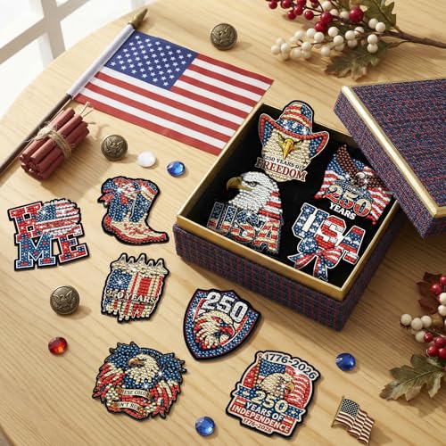 20 imanes decorativos patrióticos para arte diamante miniatura 6