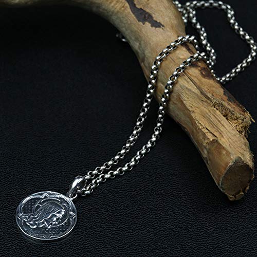 Pendentif Jésus et Vierge Marie collier chrétien vintage pour femme long de 60cm - 3