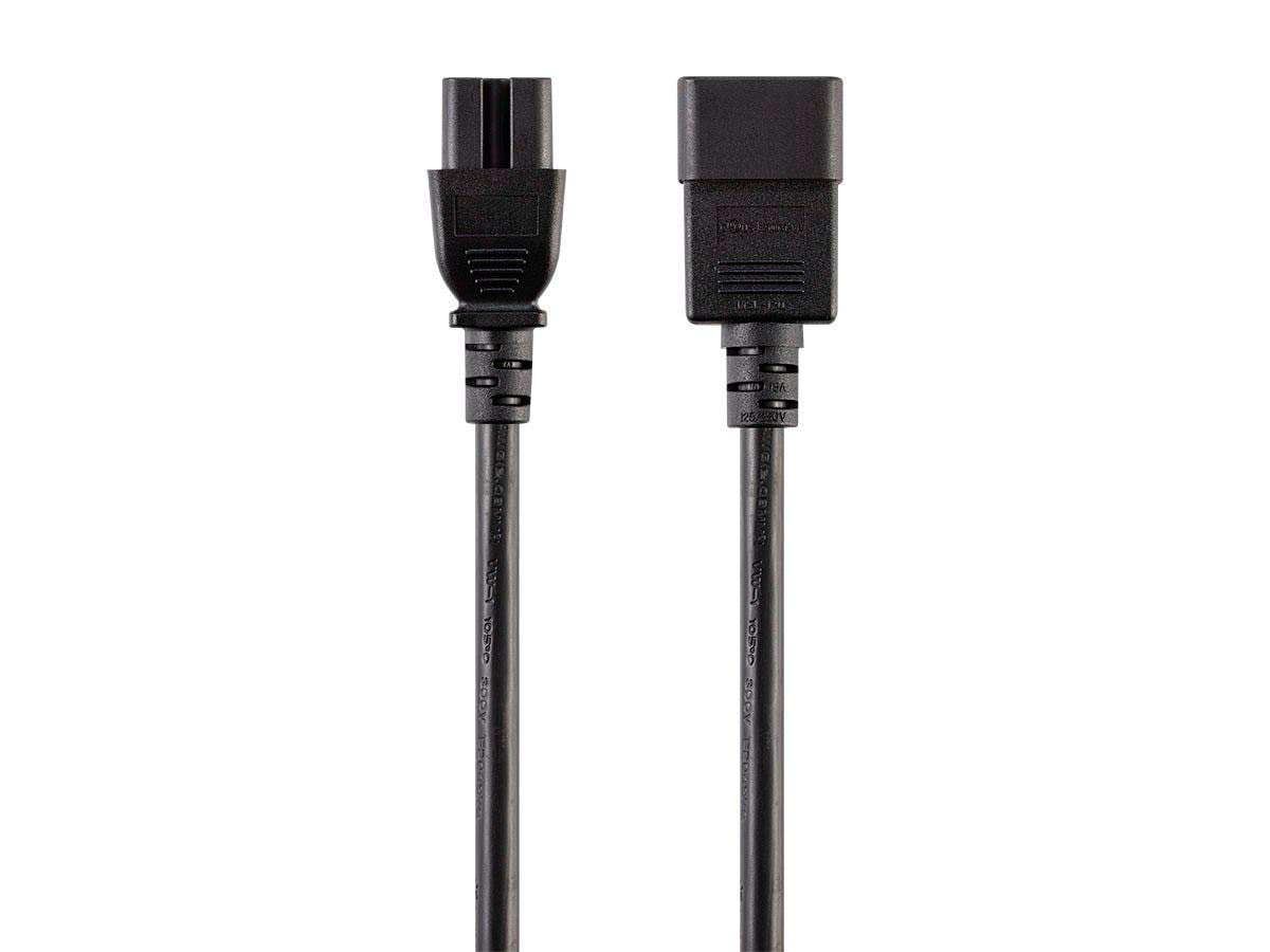 Monoprice 3-Prong Power Cord - 1 Feet - Black | IEC 60320 C20 to IEC 60320 C15, 14AWG, 15A, for Network Hardware or Other High-Temperature Equipment