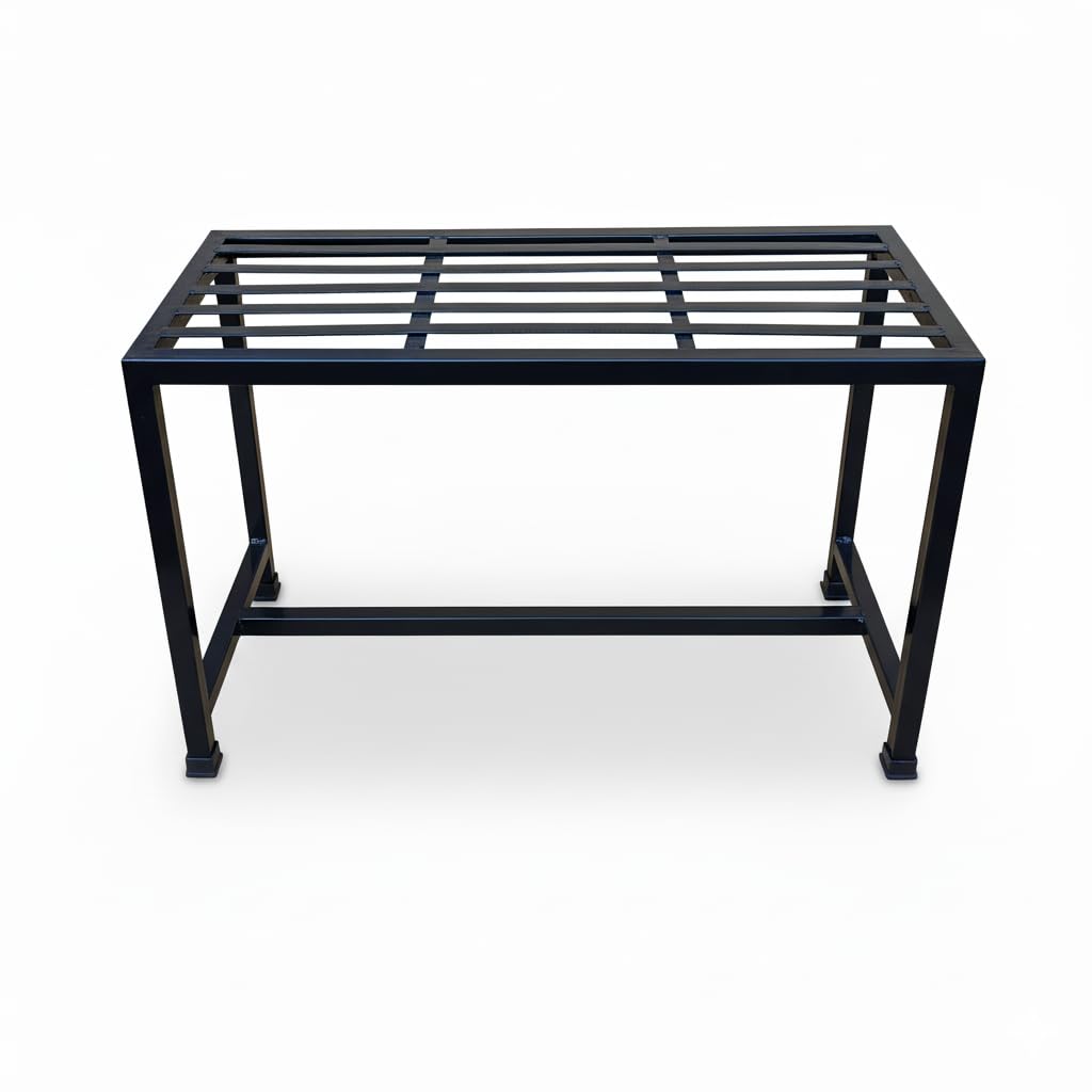 A one Steeles Heavy‑Duty Metal Plant Pot Stand & Sitting Bench – 19″H×32″L×12″W in Black Holds 250 KG.