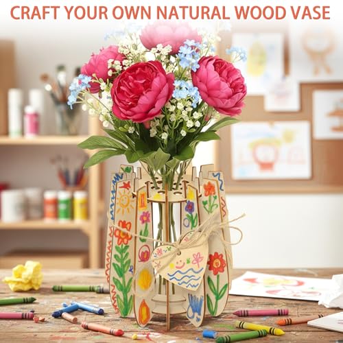 Image of Wooden Vase for Lego Flowers Bouquet, 3D Puzzle Vase Compatible with Lego Botanicals Collection, Roses, Sunflowers for Adults Display