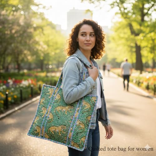 Bolso Tote Grande de Algodón Acolchado para Mujer 18x16 in miniatura 2
