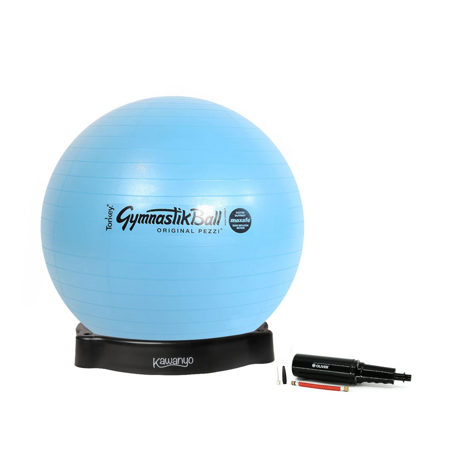 Pezzi Maxafe - Pelota de gimnasia (diámetro de 42 cm hasta 75 cm, incluye cuenco y bomba de balón, soporta hasta 400 kg, terapia de rehabilitación