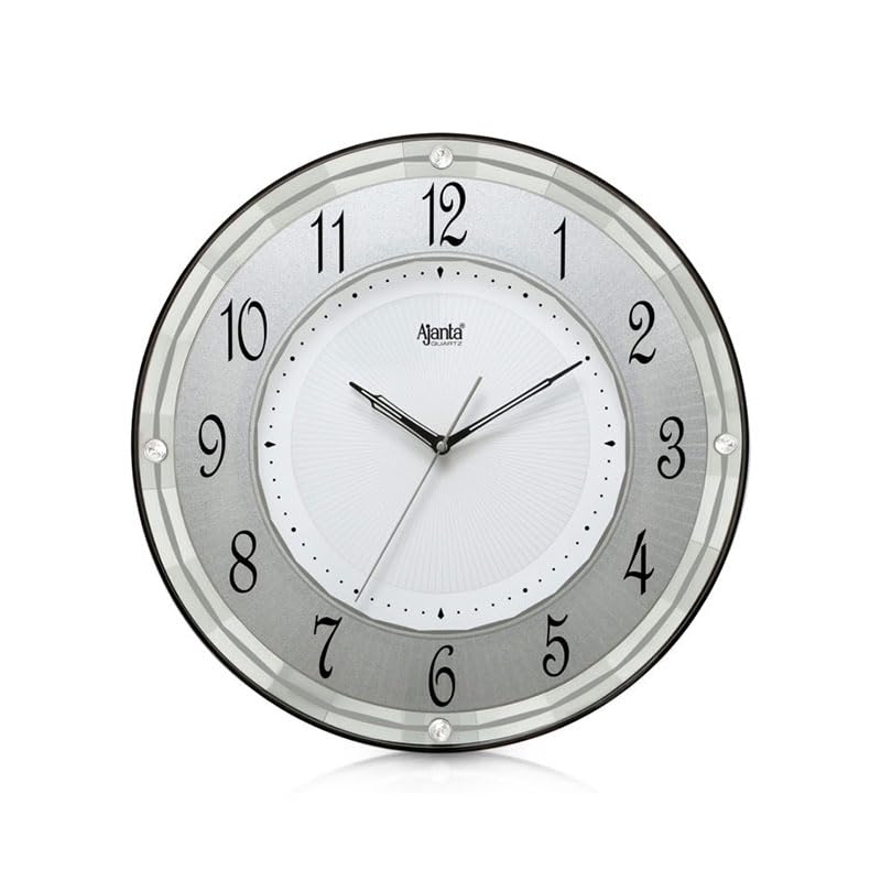 Image of Ajanta Home Decor Clock 13.5 Inch (345mm) Black | Luxury Silent Sweep Wall Clock | Stylish Modern Design | Model 1917