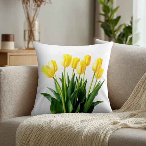 Housses de coussin carrées motif tulipe avec zip invisible - 3