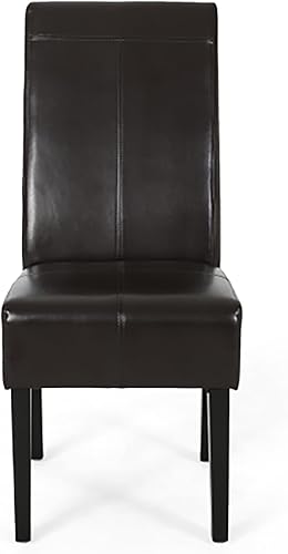 Miniatura 4 de 2-Piece Dining Chair Set, Wide Seat, Chocolate Brown Faux Leather, Solid Hardwood Frame