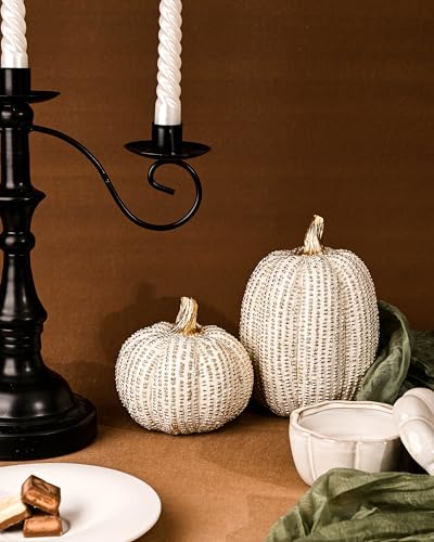 Dn Deconation Thanksgiving Resin Pumpkin Decor Figurine, 2 Pcs Fake Pumpkin Statues For Rustic Fall Tabletop Decorating thumb #6