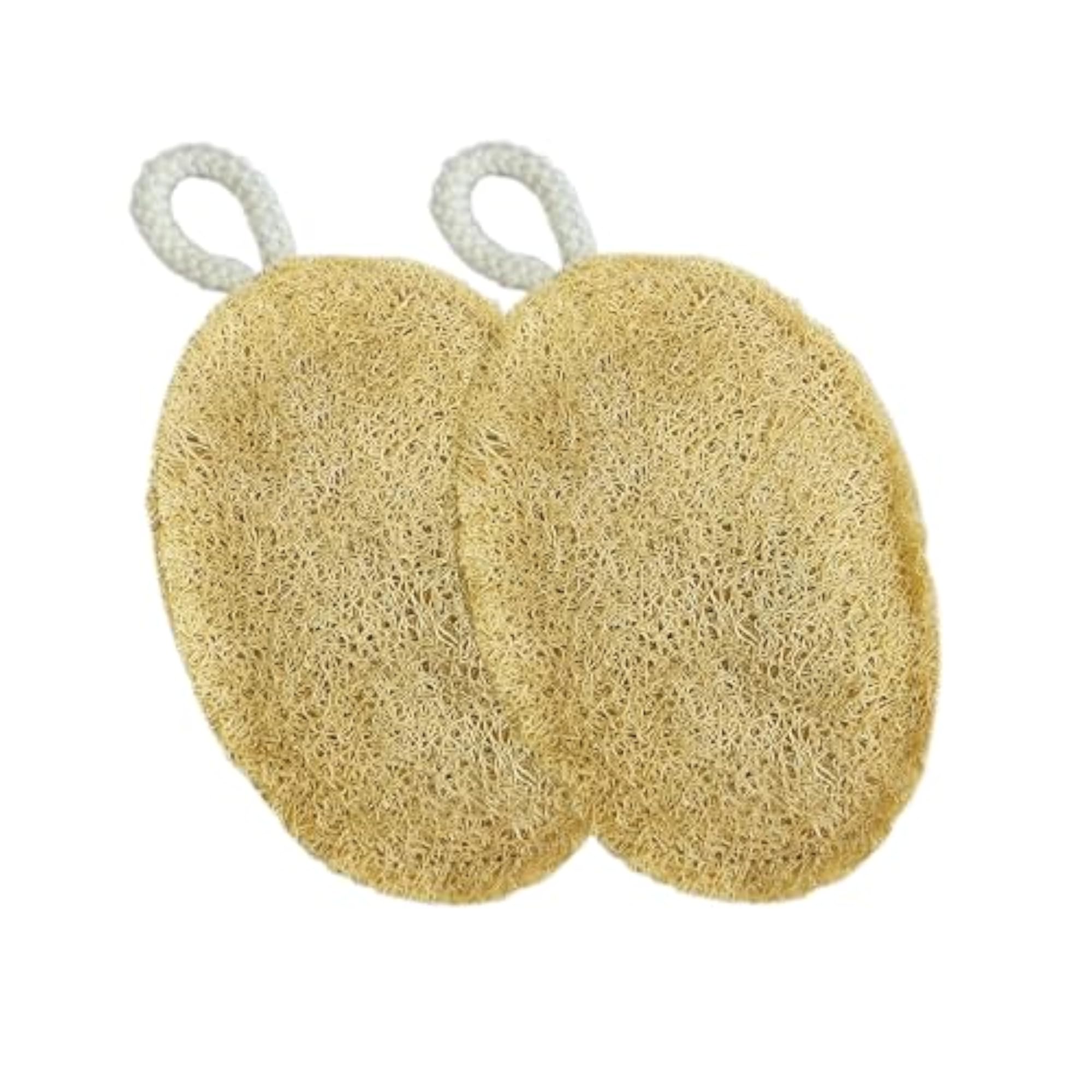 Natural Loofah Sponge for Bathing Pack of 2, Eco-Friendly