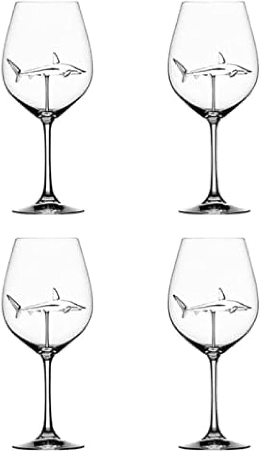 Verres à vin rouge avec requin intérieur : le cadeau créatif parfait pour l'anniversaire d'un ami