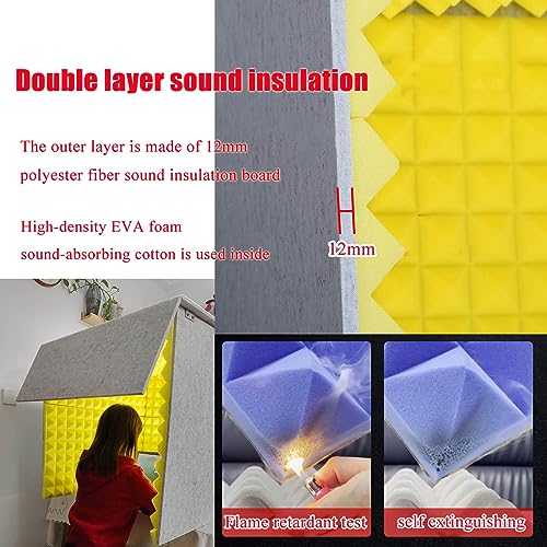 Cabina de sonido portátil, cubo de aislamiento para micrófono, cubierta insonorizada para escritorio, para estudio en casa y grabación de música (Gris 80) miniatura 5