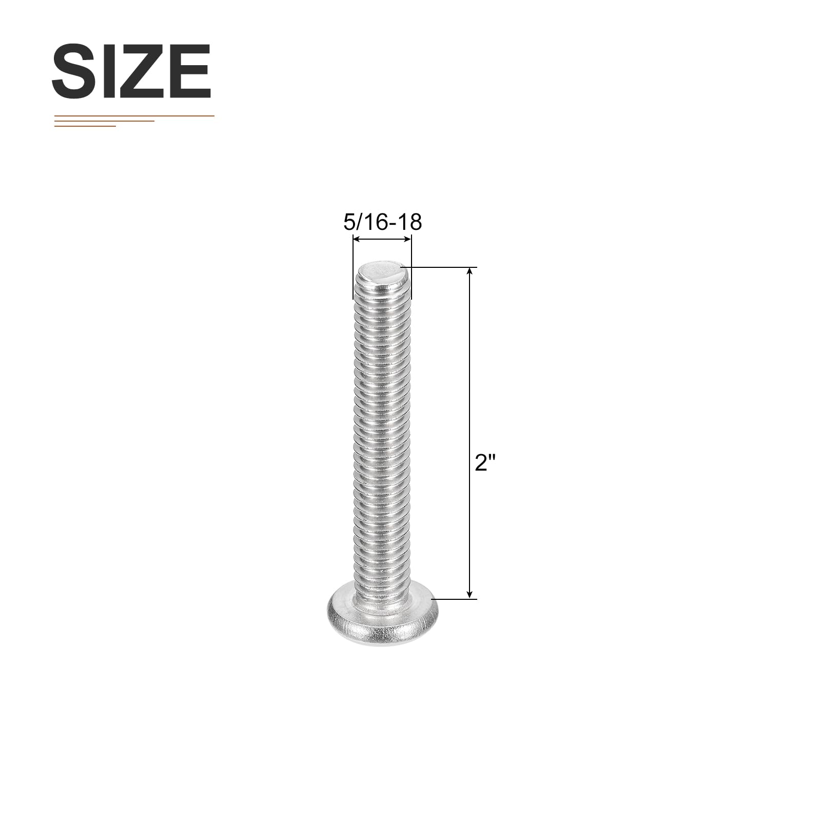 DTGN 5/16-18x2" Pan Head Machine Screws, 15Pcs 304 Stainless Steel, Phillips Drive, UNC Full Thread, Bright Finish, Screws Bolts Kit - Image 2