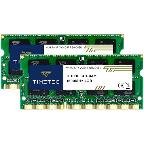 Timetec 8GB KIT (2x4GB) DDR3L / DDR3 1600 MHz PC3L-12800 / PC3-12800 Nicht-ECC ungepuffert 1,35 V / 1,5 V CL11 2Rx8 Dual Rank 204 Pin SODIMM Laptop Notebook PC Computer Speicher RAM Modul Upgrade