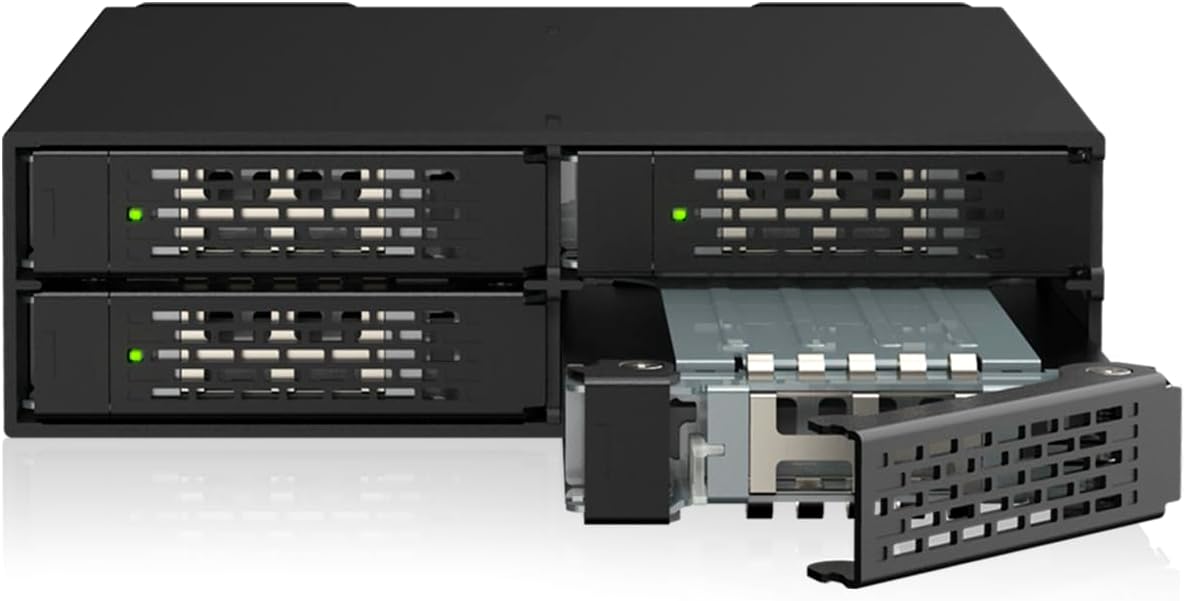 ICY DOCK ToughArmor MB699V5P-B 4-Bay PCIe 5.0 U.2/U.3 NVMe SSD Mobile Rack Enclosure for External 5.25" Drive Bay (2 x MCIO 8i SFF-TA-1016)