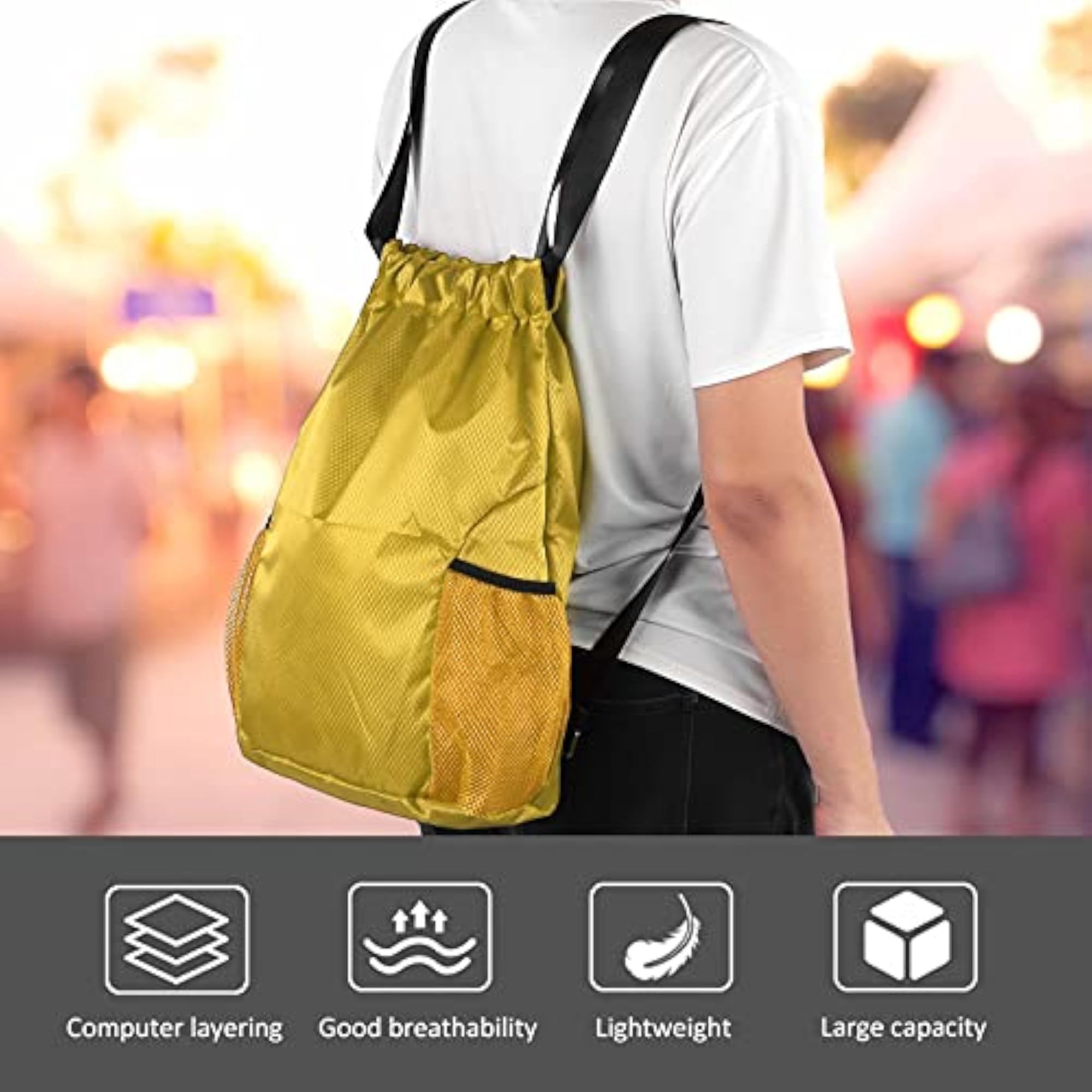 Light Weight Portable Gym Backpack for Travel, Yellow