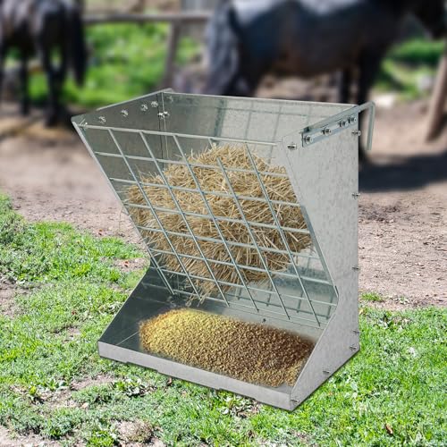 Râtelier à foin 2 en 1 en métal robuste pour l'élevage durable des moutons - 4