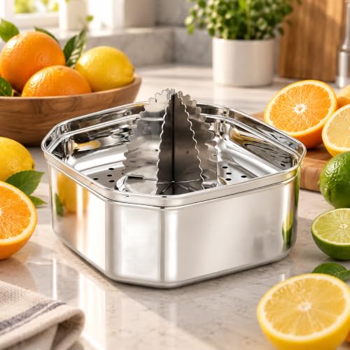 Image of stainless steel manual citrus juicer hand cold press lemon and orange juicer and squeezers with Round Bowl Big size 500ml (Type 7)