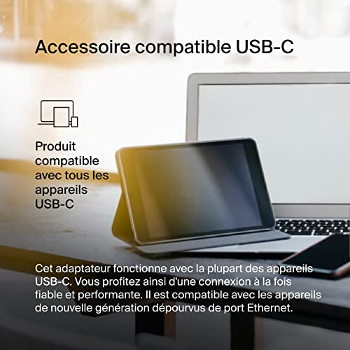 Adaptateur USB-C vers Ethernet Belkin 2.5 Gbps pour MacBook Pro et iPad