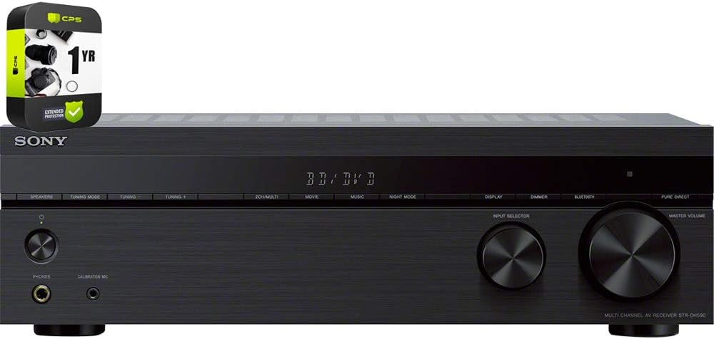 Sony STRDH590 5.2 Multi-Channel 4k HDR AV Receiver with Bluetooth Bundle with 1 YR CPS Enhanced Protection Pack